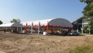 เต็นท์ผ้าใบให้เช่า เต็นท์ผ้าใบทรงโค้ง อกาเต็นท์ผ้าใบ 